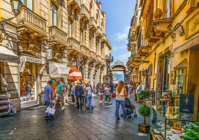 Street Scene Sicily Taormina City